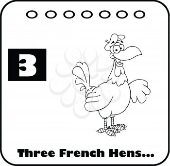 Royalty Free Clipart Image of Three French Hens