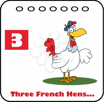 Royalty Free Clipart Image of Three French Hens