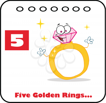 Royalty Free Clipart Image of One of the Five Golden Rings