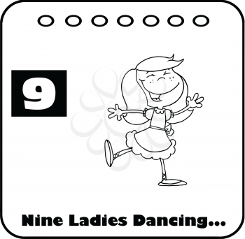 Royalty Free Clipart Image of Nine Ladies Dancing