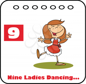 Royalty Free Clipart Image of One of the Nine Ladies Dancing