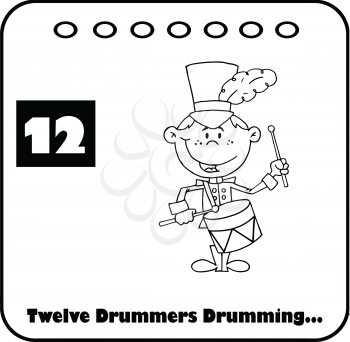 Royalty Free Clipart Image of 12 Drummers Drumming