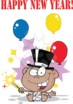 Royalty Free Clipart Image of a Happy New Year Baby