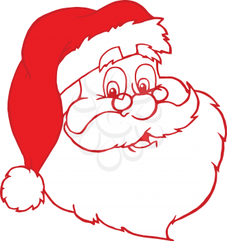 Royalty Free Clipart Image of a Red Outlined Santa Face