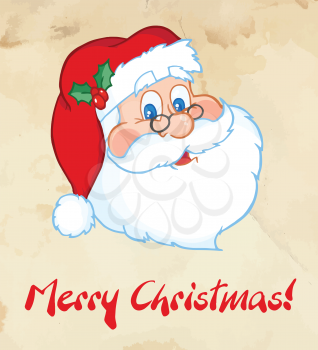 Royalty Free Clipart Image of a Merry Christmas Greeting With Santa's Face