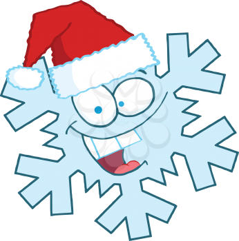 Royalty Free Clipart Image of a Snowflake in a Santa Hat