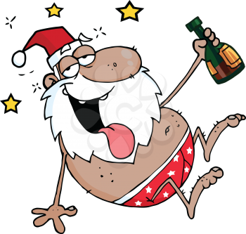 Royalty Free Clipart Image of a Drunk Santa