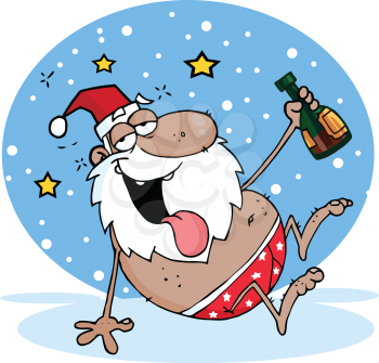 Royalty Free Clipart Image of a Drunk Santa