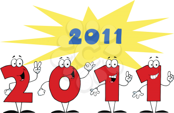 Royalty Free Clipart Image of a 2011 Cartoon