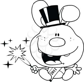 Royalty Free Clipart Image of a 2011 New Year's Rabbit
