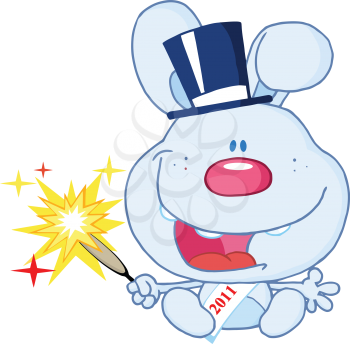 Royalty Free Clipart Image of a New Year's Bunny
