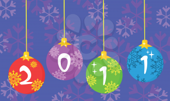Royalty Free Clipart Image of Christmas Balls With 2011 on Them