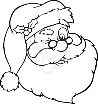 Royalty Free Clipart Image of a Winking Santa
