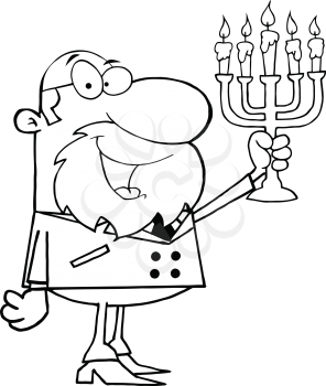 Royalty Free Clipart Image of a Man Holding a Candelabra