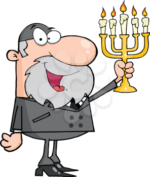 Royalty Free Clipart Image of a Man With a Menorah