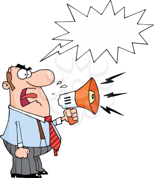 Royalty Free Clipart Image of a Man Yelling Into a Megaphone