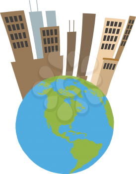 Royalty Free Clipart Image of a City Above the World