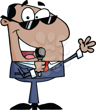 Royalty Free Clipart Image of an African American Man With a Microphone