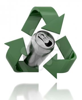 Royalty Free Clipart Image of a Recycle Symbol With a Can