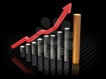 Royalty Free Clipart Image of a Chart Showing Rising Profits