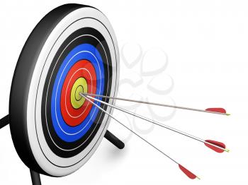 Royalty Free Clipart Image of an Arrow Hitting a Target