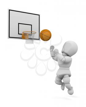 Royalty Free Clipart Image of a Basketball Player Making a Jump Shot