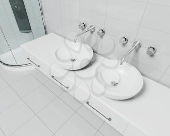 Royalty Free Clipart Image of Double Sinks