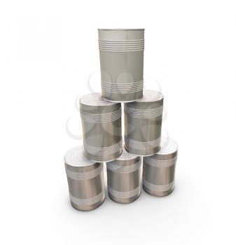Royalty Free Clipart Image of a Stack of Tin Cans