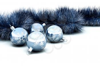 Royalty Free Clipart Image of Christmas Ornament and Tinsel