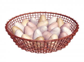 Royalty Free Clipart Image of Eggs in a Basket