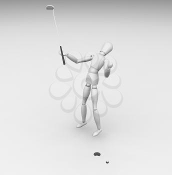 Royalty Free Clipart Image of a Golfer Missing His Putt