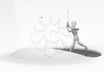 Royalty Free Clipart Image of a Golfer Taking a Shot From a Sand Trap