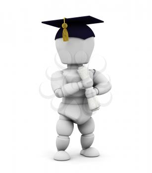 Royalty Free Clipart Image of a Graduate Holding a Diploma