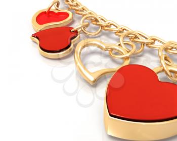 Royalty Free Clipart Image of a Gold Heart Bracelet