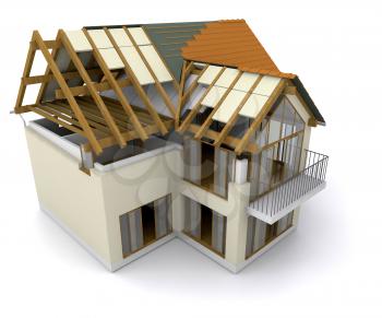 Royalty Free Clipart Image of a House Under Construction