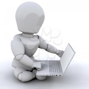 Royalty Free Clipart Image of a 3D Figure With a Laptop