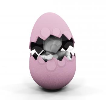 Royalty Free Clipart Image of Someone Inside a Pink Egg