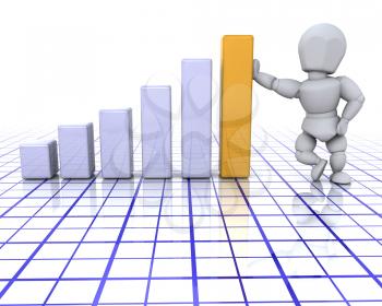 Royalty Free Clipart Image of a Man and a Bar Graph