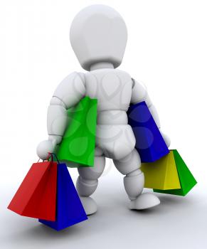 Royalty Free Clipart Image of a Person With Lots of Shopping Bags