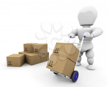 Royalty Free Clipart Image of a Person Moving Boxes