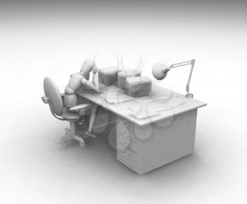 Royalty Free Clipart Image of a Person Working at a Desk
