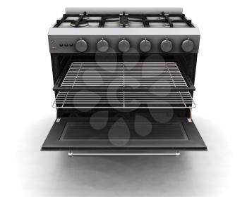 Royalty Free Clipart Image of an Open Oven