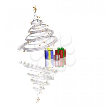 Royalty Free Clipart Image of a Spiral Tree With Presents Beneath