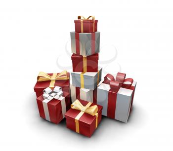 Royalty Free Clipart Image of a Stack of Presents