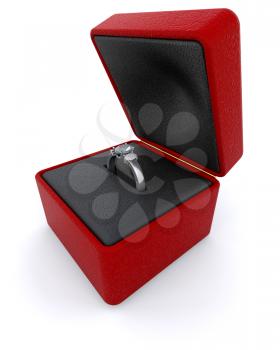 Royalty Free Clipart Image of an Engagement Ring in a Box
