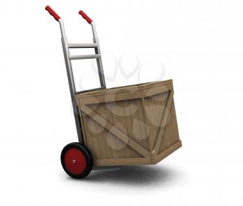Royalty Free Clipart Image of a Crate on a Dolly