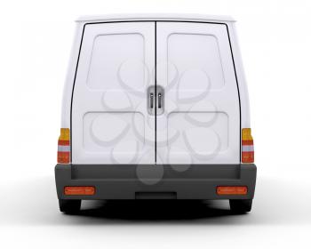 Royalty Free Clipart Image of the Rear of a White Van