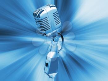 Retro microphone on abstract background