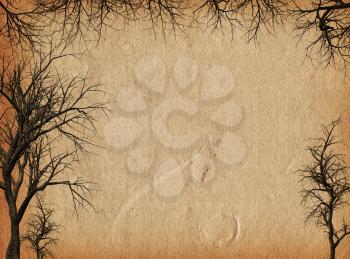 Silhouettes of trees on grunge style background