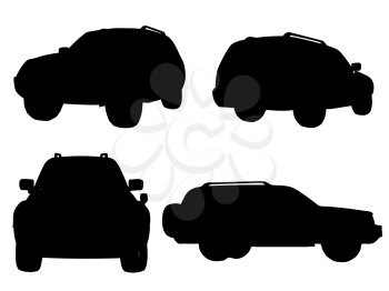 Royalty Free Clipart Image of Silhouettes of Vehicles